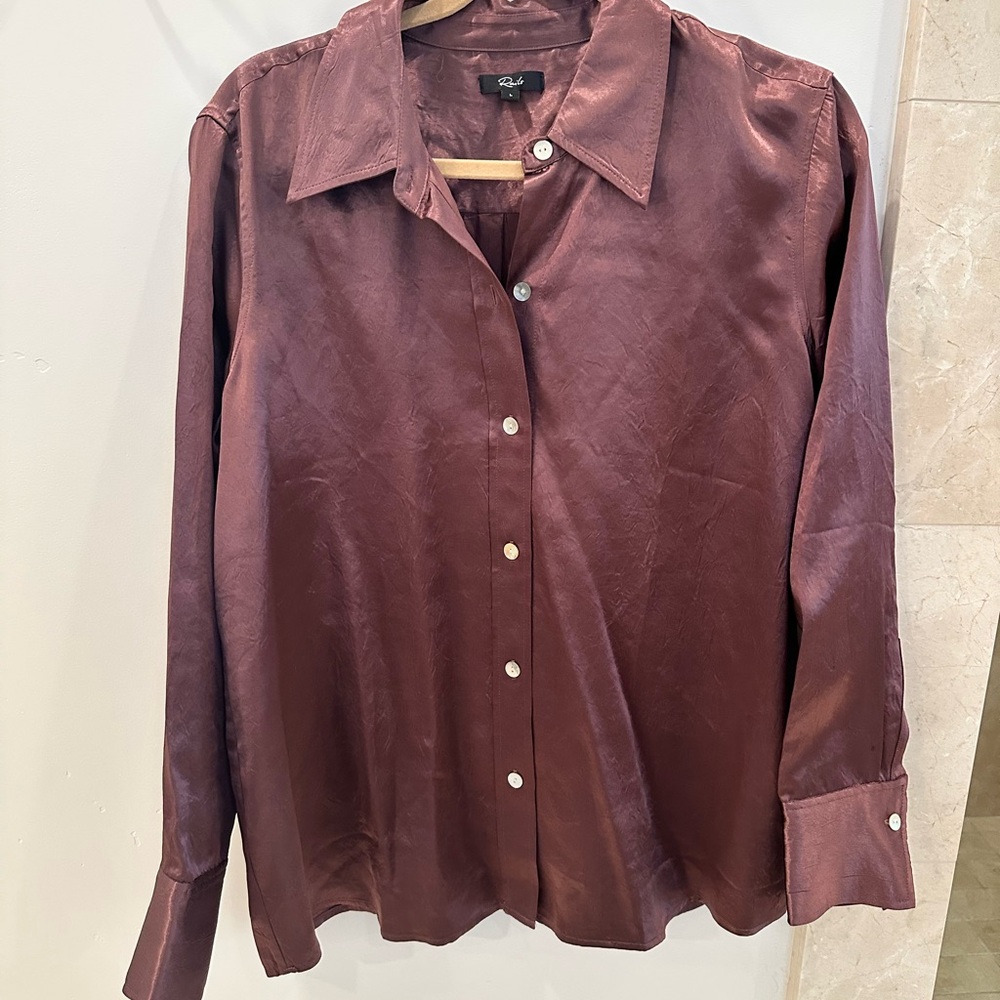 Rails Satin Blouse in Deep Burgundy